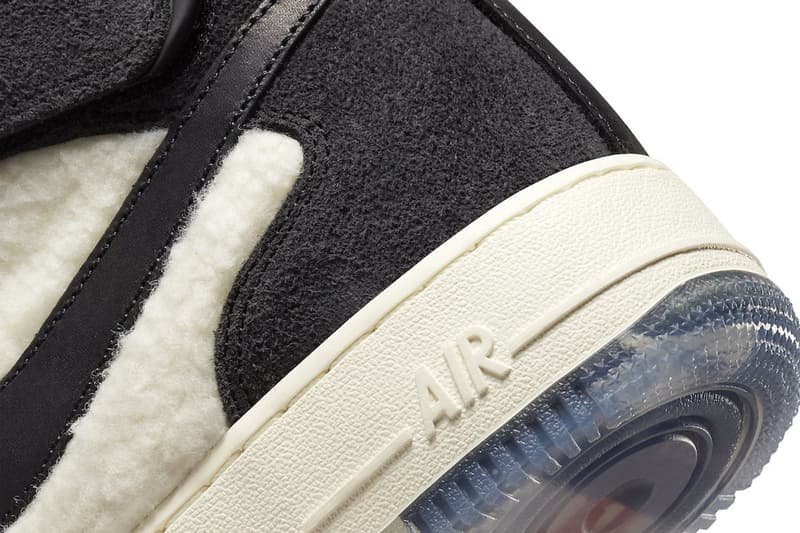 Official Look at Nike Air Force 1 Mid Culture Day Panda White Black fleece furry fuzzy suede rug