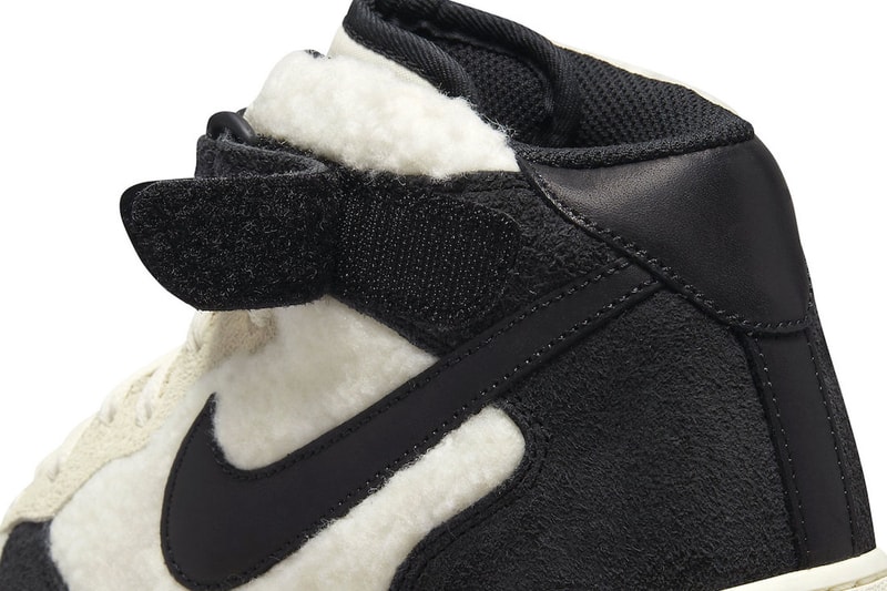 Official Look at Nike Air Force 1 Mid Culture Day Panda White Black fleece furry fuzzy suede rug 