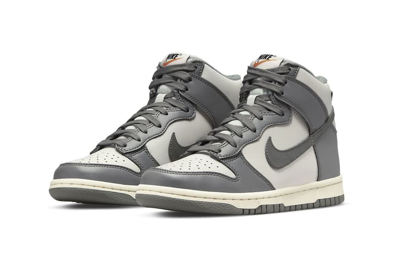 Official Images of Nike Dunk High in Dual Grey Tones DM1028-001 spring summer 2022 ss22 retro sail swoosh laces sneakers