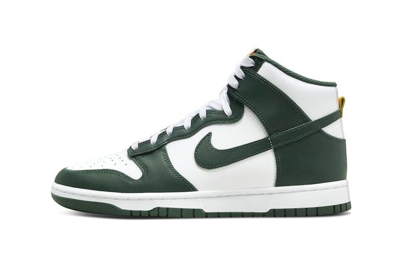 Nike Dunk High Is Releasing in White With Green and Gold Accents DD1399-300