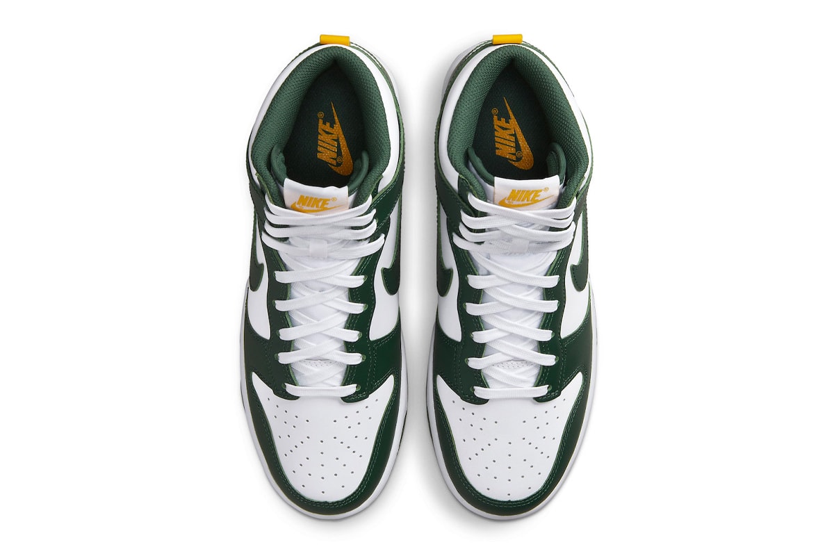 Nike Dunk High Is Releasing in White With Green and Gold Accents DD1399-300