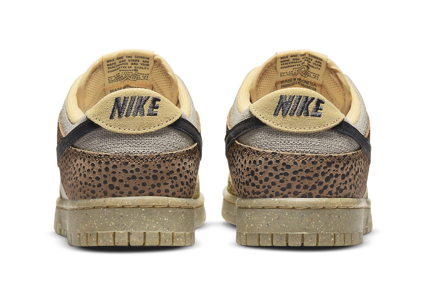 Nike Dunk Low Safari dx2654 200 cheetah print canvas leather green yellow brown black grind sole release info date price official images