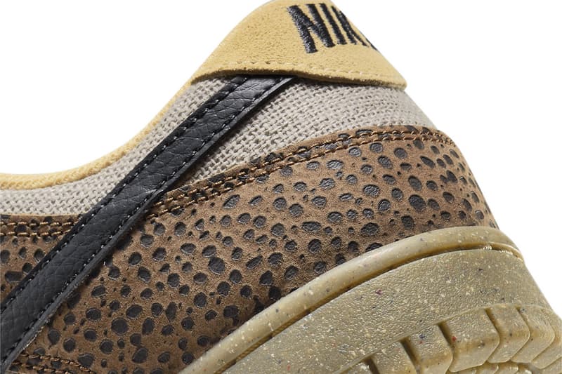 Nike Dunk Low Safari dx2654 200 cheetah print canvas leather green yellow brown black grind sole release info date price official images