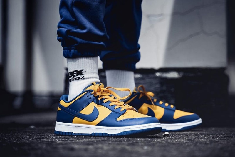 On Foot Look Nike Dunk Low UCLA blue jay university gold white sportswear collegiate 100 USD price date release info 