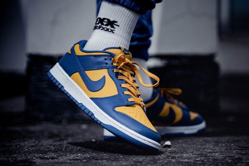 On Foot Look Nike Dunk Low UCLA blue jay university gold white sportswear collegiate 100 USD price date release info 