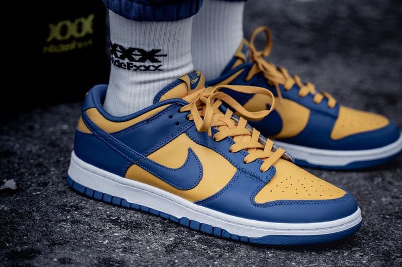 On Foot Look Nike Dunk Low UCLA blue jay university gold white sportswear collegiate 100 USD price date release info 