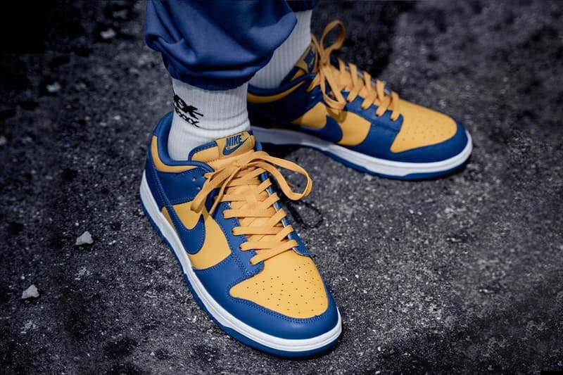 On Foot Look Nike Dunk Low UCLA blue jay university gold white sportswear collegiate 100 USD price date release info 