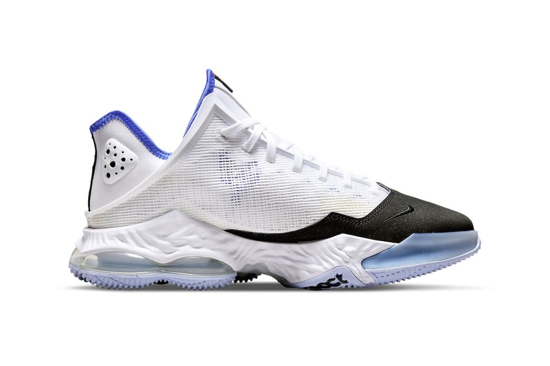 Official Images of the Nike LeBron 19 Low Black Toe Release Info DH1270-100 white black blue siren red basketball shoes sneakers jumpman los angeles lakers