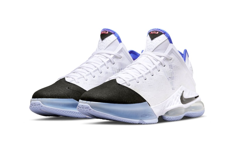 Official Images of the Nike LeBron 19 Low Black Toe Release Info DH1270-100 white black blue siren red basketball shoes sneakers jumpman los angeles lakers