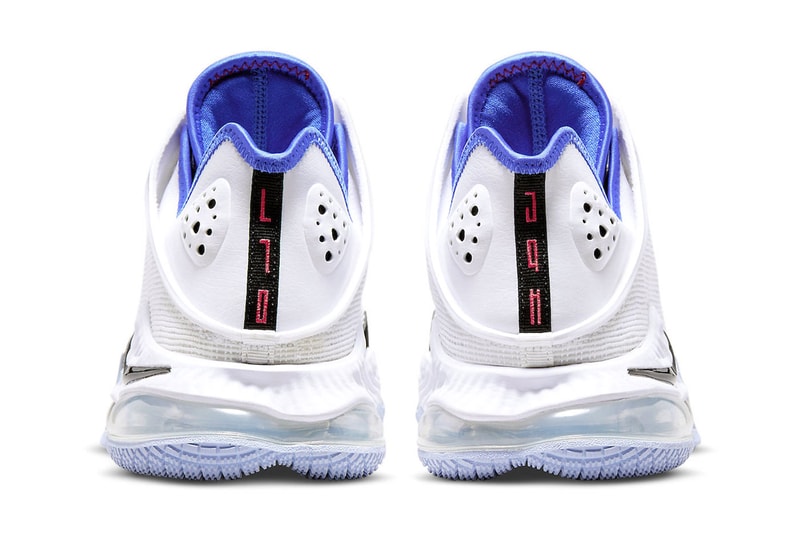 Official Images of the Nike LeBron 19 Low Black Toe Release Info DH1270-100 white black blue siren red basketball shoes sneakers jumpman los angeles lakers