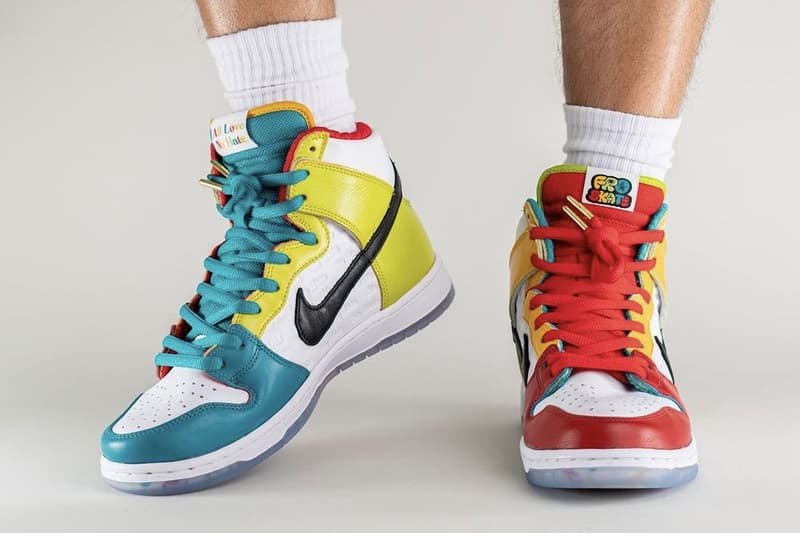 On-Foot Look at the FroSkate x Nike SB Dunk High DH7778-100 release info all love no hate multicolored bipoc transgender gay lgbtq queer non conforming gender