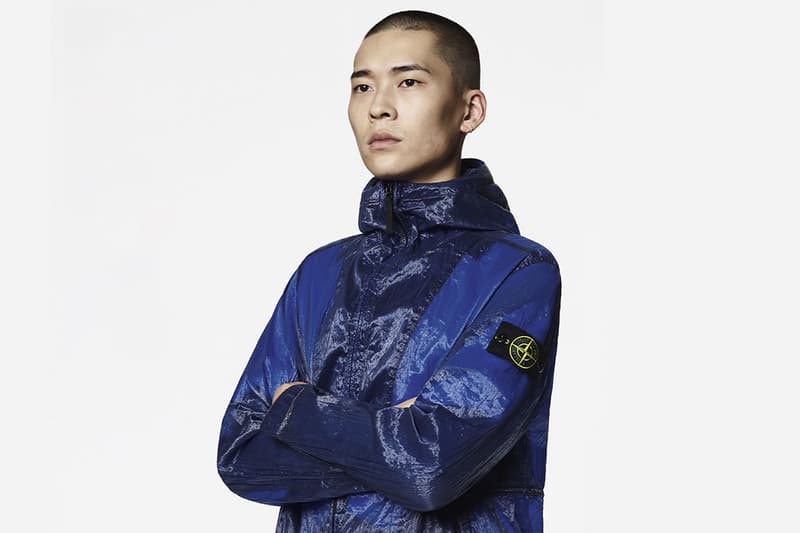 Stone Island 82 22 40th anniversary graphic archive piattina canvas polyester monofilaments nylon thread shiny sweatshirts t shirts cotton jersey shorts outwear release info date price