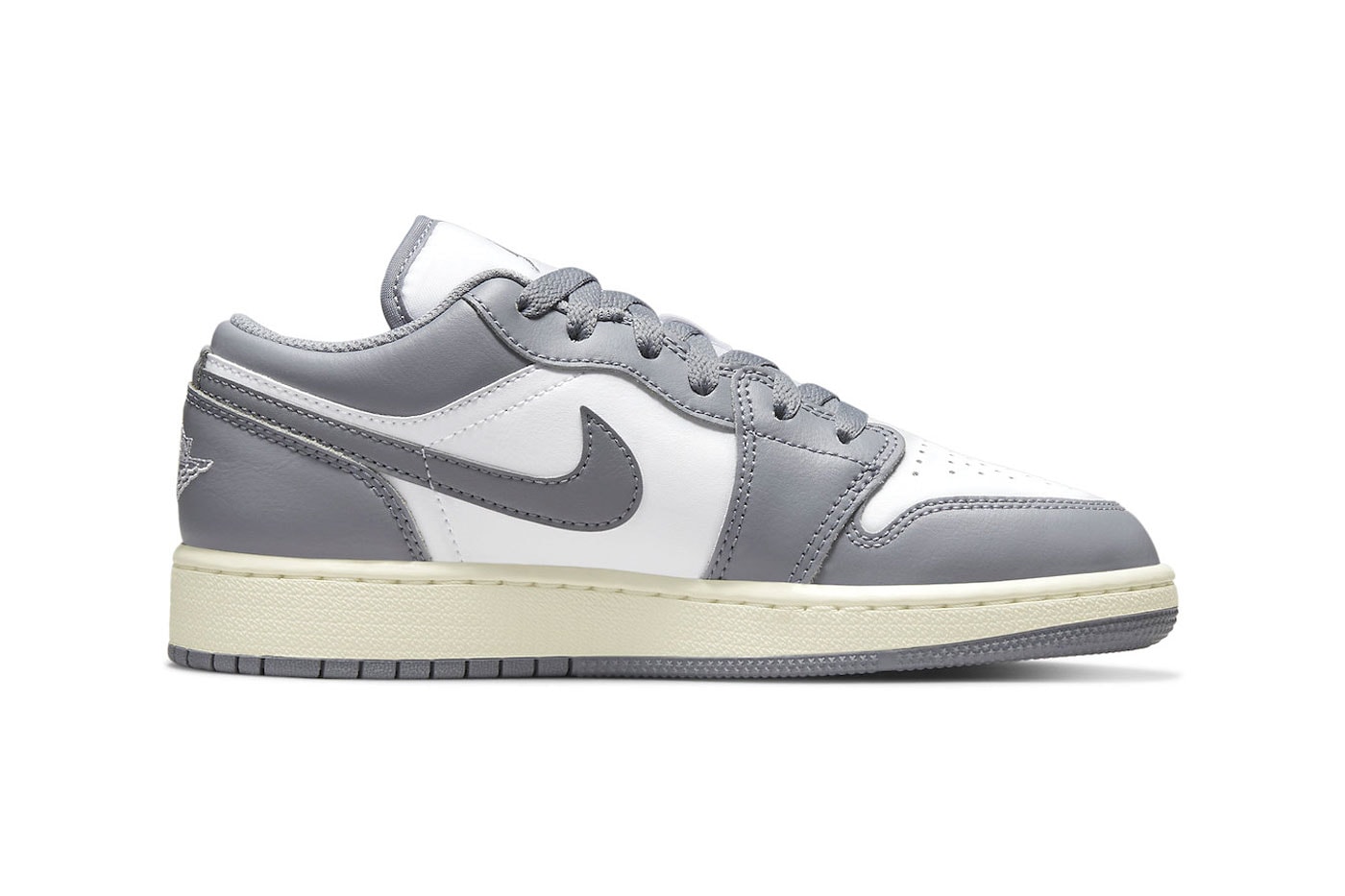 Nike  Air Jordan 1 Low Vintage GS vintage grey gray vintage yellow midsole ball and wing release info date price