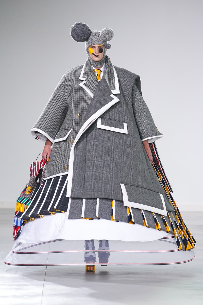 Thom Browne Brings the Drama to Classic Tailoring for Fall 2022 nyc new york city pleated skirts blazers toys chairbear adult toy shop teddybears 