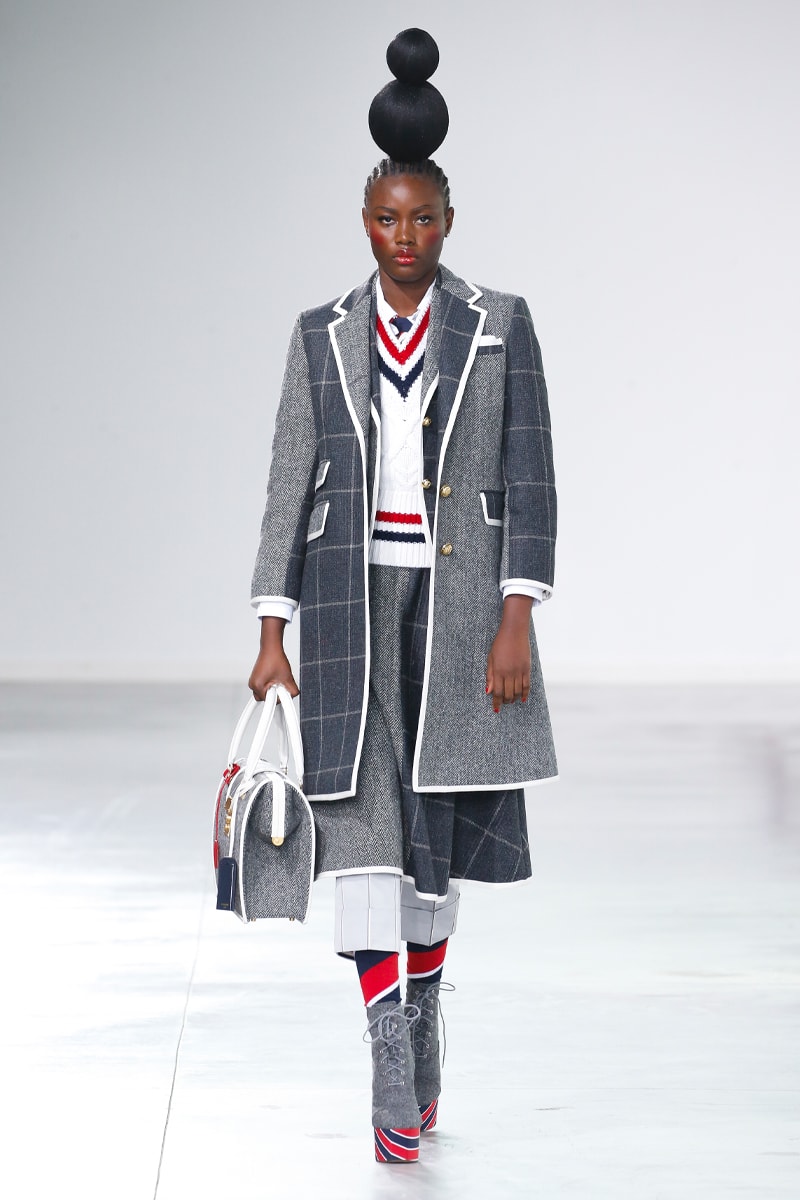 Thom Browne Brings the Drama to Classic Tailoring for Fall 2022 nyc new york city pleated skirts blazers toys chairbear adult toy shop teddybears 
