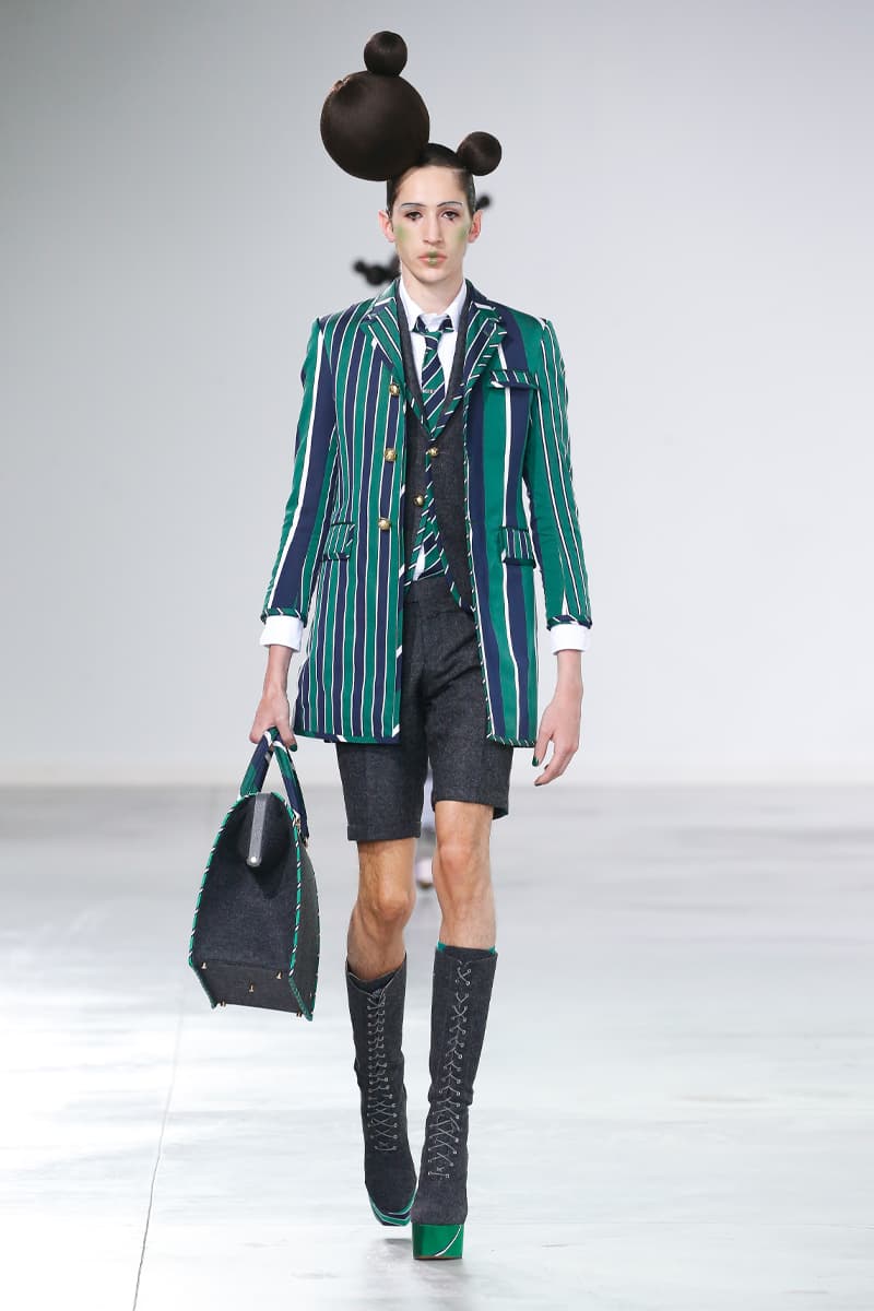 Thom Browne Brings the Drama to Classic Tailoring for Fall 2022 nyc new york city pleated skirts blazers toys chairbear adult toy shop teddybears 