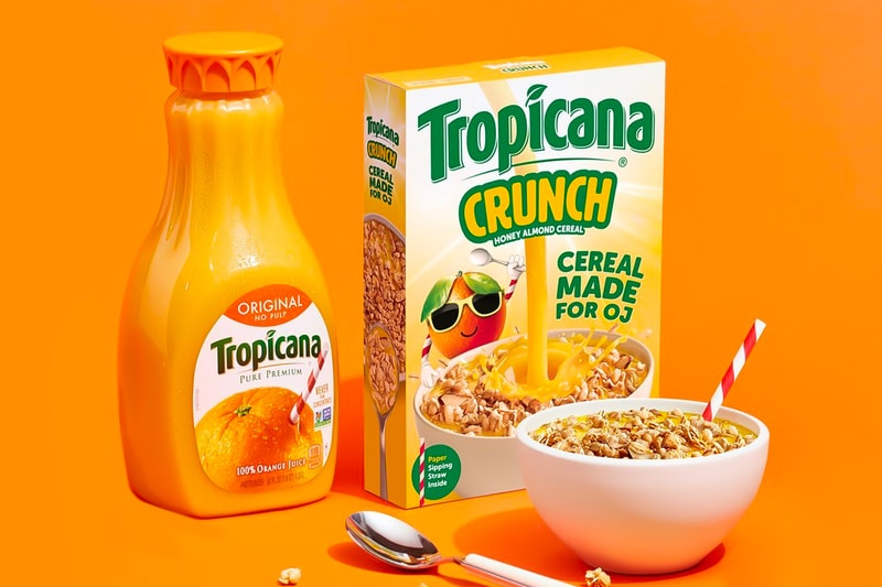Tropicana Crunch Orange breakfast Juice Pure Premium cereal box 15 million americans tried release date price info