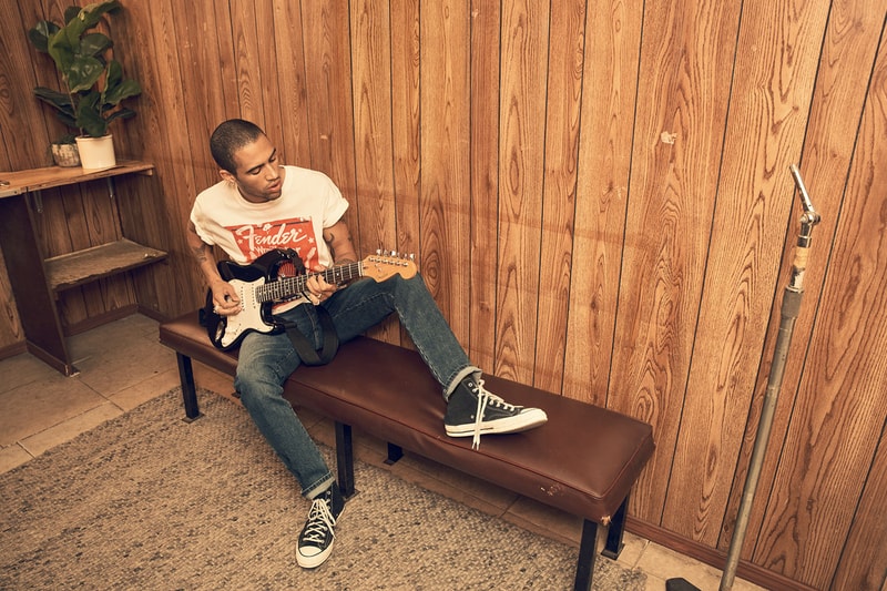Wrangler Fender collab collection guitar denim graphic t shirt jacket release info date price 