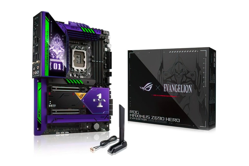 Asus republic of gamers rog evangelion unit 01 purple green ROG MAXIMUS Z690 HERO motherboard ROG STRIX RTX 3090 graphics card release info