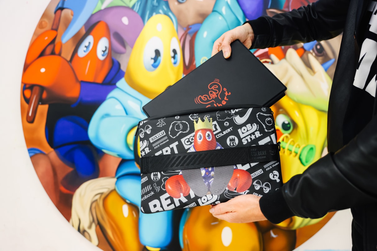 Philip Colbert ASUS Vivobook 13 Slate OLED Philip Colbert Edition Pop Art Lobster Land Lobsteropolis Lobsterstars Web3 Robot Pioneering Digital FootprintGlobal Connectivity London Whitestone Gallery Hong KongMetaverse Digital Augmented Reality Paintings Sculptures World-Building NFTs Laptop Tablet Sketch Computer-Generated Surrealist Art Digital Sketchbook Emerging Technology Experience Digital Token