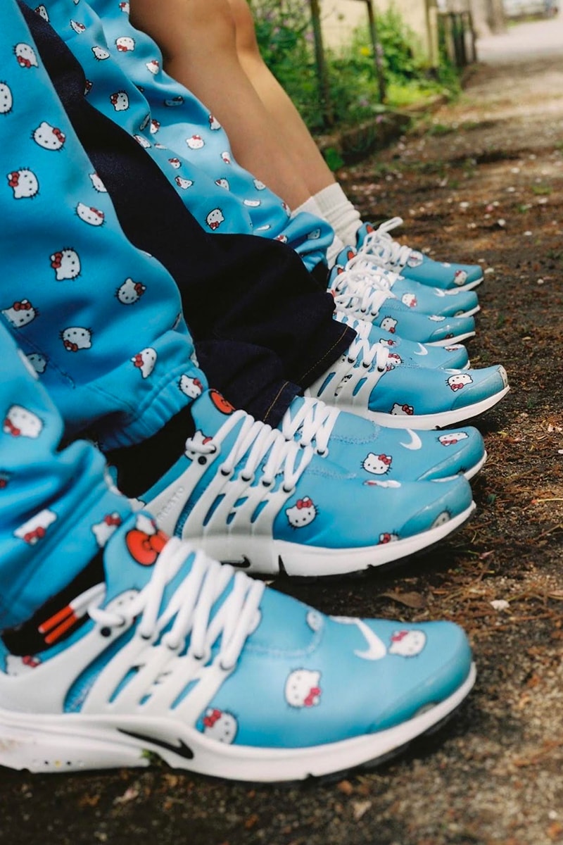 atmos Hello Kitty Nike Collection Lookbook japanese shoe store sky blue face sweatpants hoodie white tee release info date