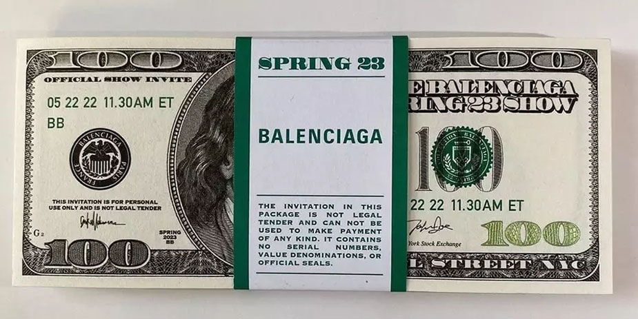 Balenciaga Invites Guests to Its Spring 2023 Show With a Stack of Faux Cash