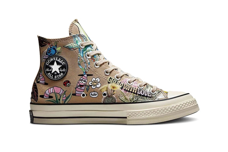Converse Chuck 70 hi plant love fun psychedelic worms plants mushrooms ants tan release info date price 