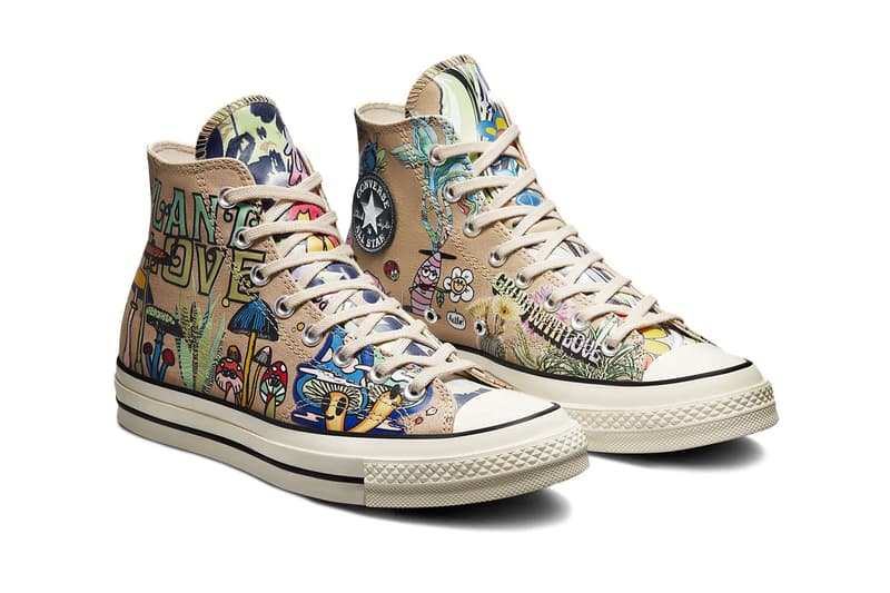 Converse Chuck 70 hi plant love fun psychedelic worms plants mushrooms ants tan release info date price 