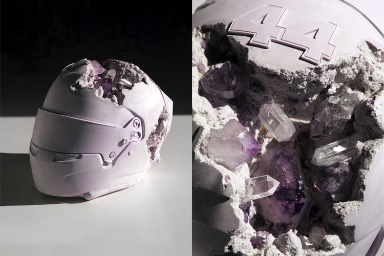 Lewis Hamilton and Daniel Arsham Craft an Eroded Helmet Sculpture Ahead of Monaco Grand Prix