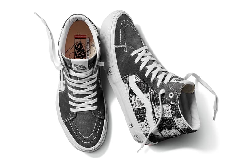 Vans Sk8 hi slip on authentic footwear collab checkerboard black white skull alien mental health awareness release info date price