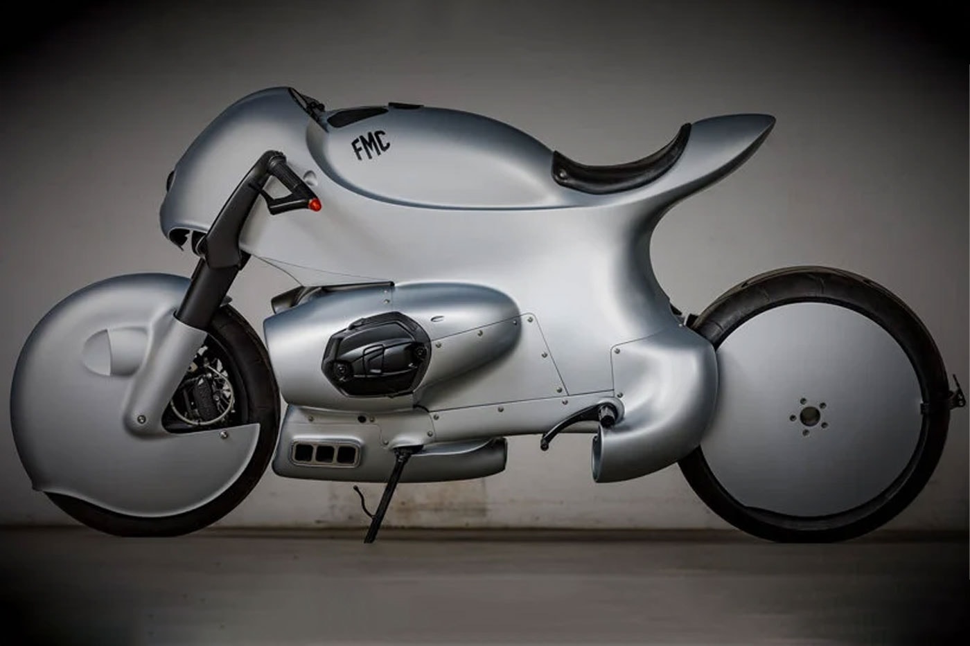 BMW R nineT FMC fabman creations motorbike aluminum body bike shell smooth silver custom images info wayne buys storm