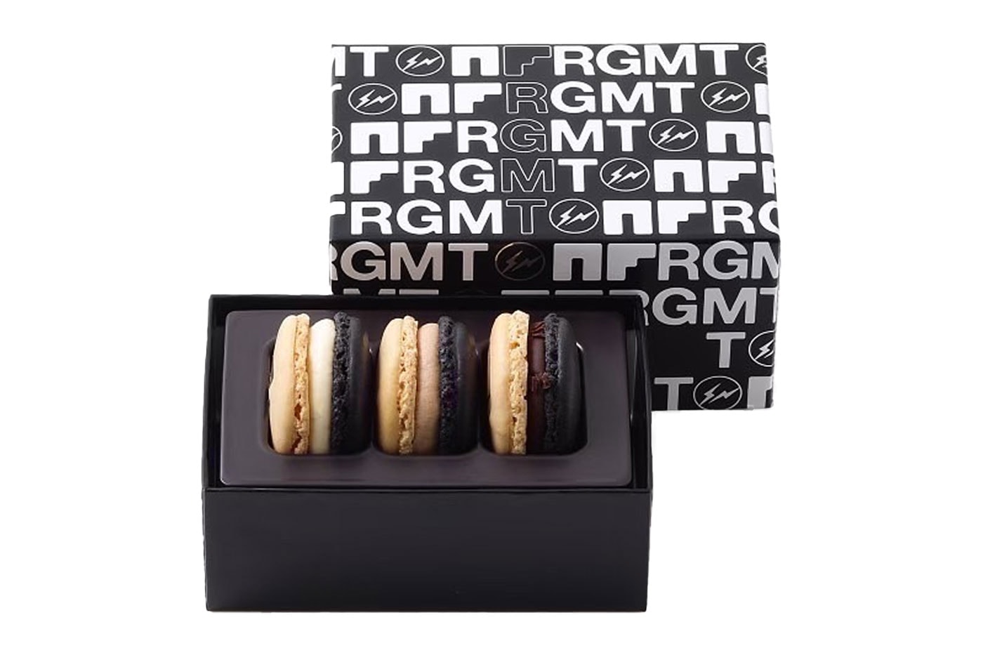 fragment design to Release Thunderbolt-Branded Macarons In collaboration with NF and PIERRE HERMÉ PARIS Aoyama edible pastry patisserie black release info date price