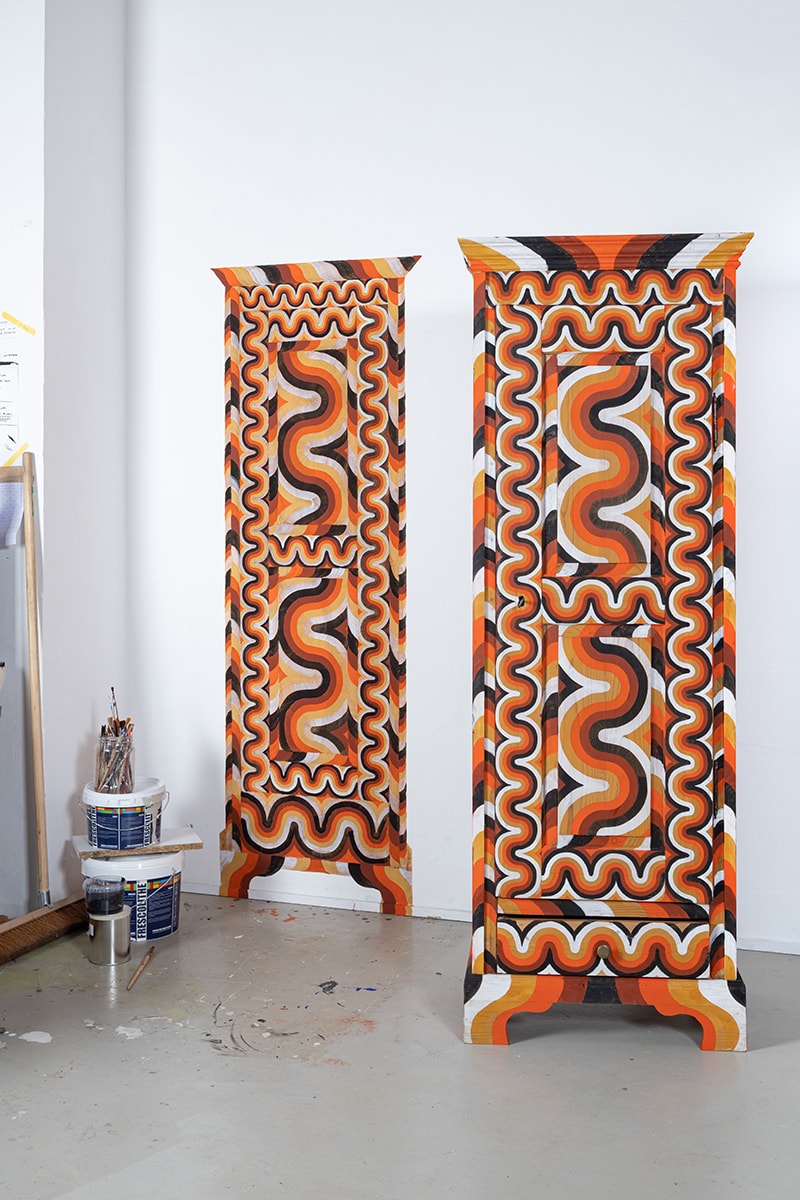 FreelingWaters Channels 70s Psychedelia for Hand-Painted Cabinet Collection