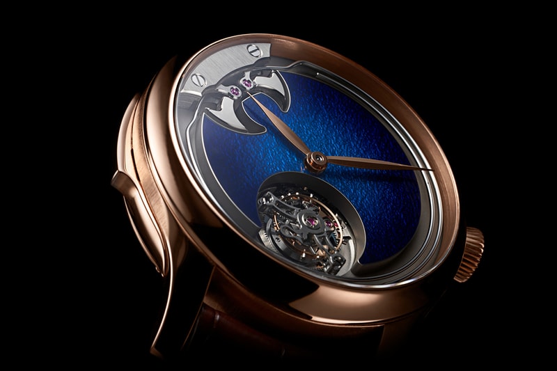 H Moser and Cie Shows Off Minute Repeater And Flying Tourbillon On Its Hammered Aqua Blue Enamel Dial