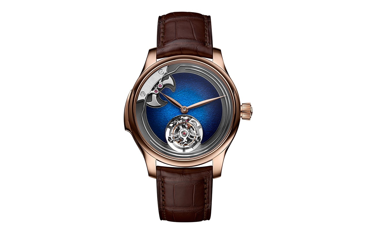 H Moser and Cie Shows Off Minute Repeater And Flying Tourbillon On Its Hammered Aqua Blue Enamel Dial