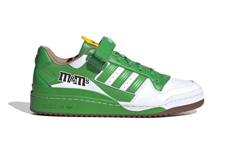 M&M's adidas Originals Forum Low 84 Three New Colorways cloud white yellow green black white chocolate dark brown cardboard gy6313 gy6314 gy6315 release info date price