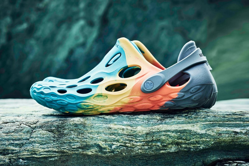 Merrell New Hydro Moc Drift Colorways water shoes gradation tonal surface of water bloom algae eva maple merrel blue pomelo tangerine gold teal release info date price