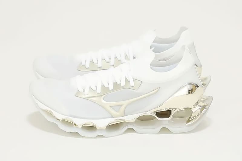 mizuno hajime sorayama champagne gold white summer infinity wave cushioning parallel plates release info date price