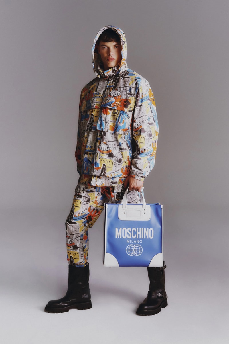 Moschino Mens Resort 2023 Collection Evokes a Kaleidoscopic Trip Down Memory Lane with 1970s Inspo