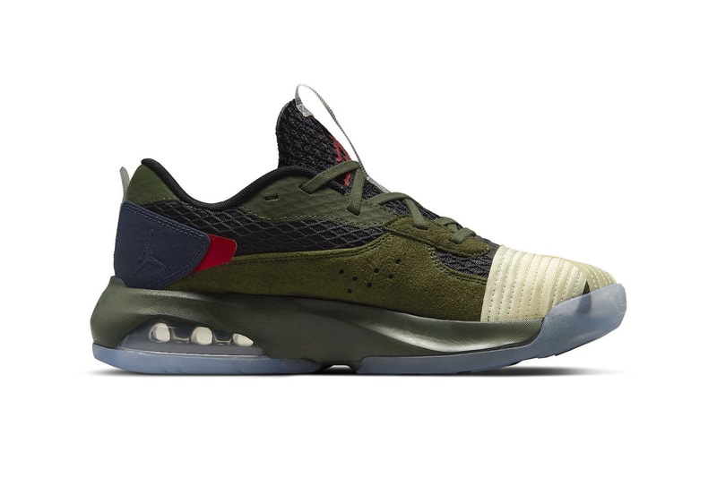 Naruto Jordan Air 200E SP Jonin Official Look Release Info DQ6385-360 Date Buy Price Carbon Green Muslin Metallic Silver University Red