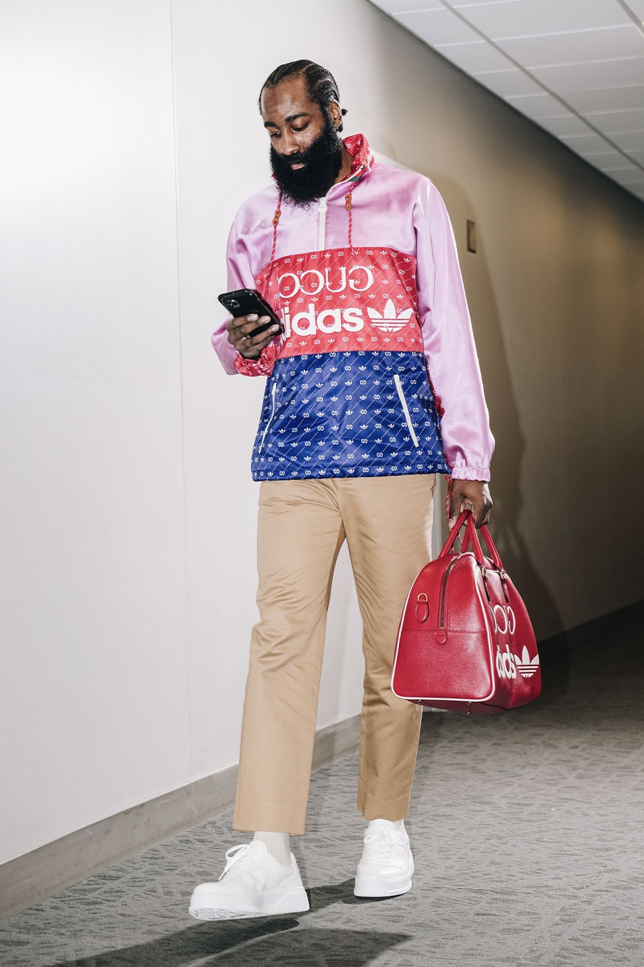 James Harden Spotted Wearing New adidas x Gucci Collab nba philadelphia 76ers sixers miami heat gg 
