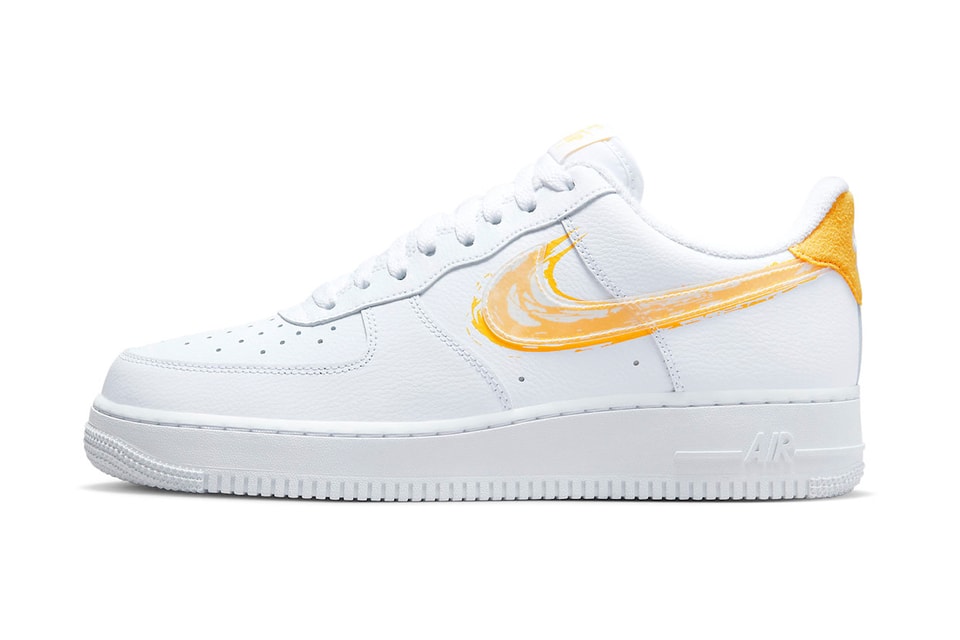 Nike air force ones with yellow swoosh Clearance