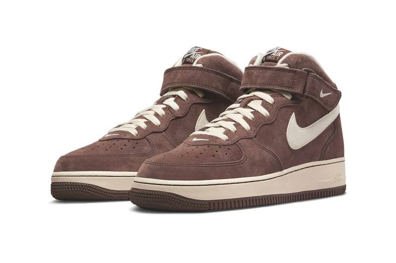 Nike Air Force 1 Mid chocolate brown white cream swoosh dm0107 200 release info date price