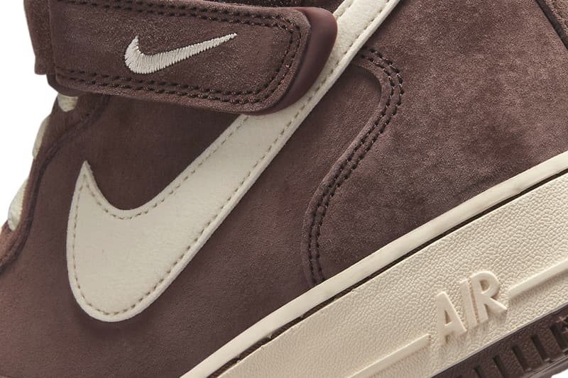 Nike Air Force 1 Mid chocolate brown white cream swoosh dm0107 200 release info date price