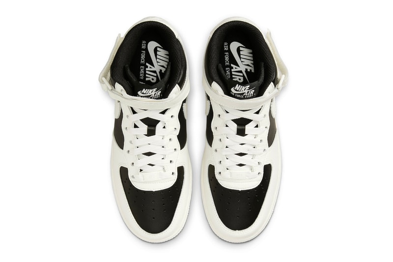 Кроссовки Nike Air Force 1 Mid Reverse Panda чёрно-белые кожаные с зубчатыми краями ремешок на воротнике информация о выпуске дата цена 