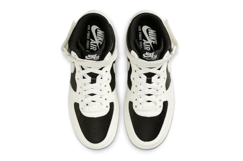 nike air force 1 mid reverse panda black white leather serrated edges collar strap release info date price