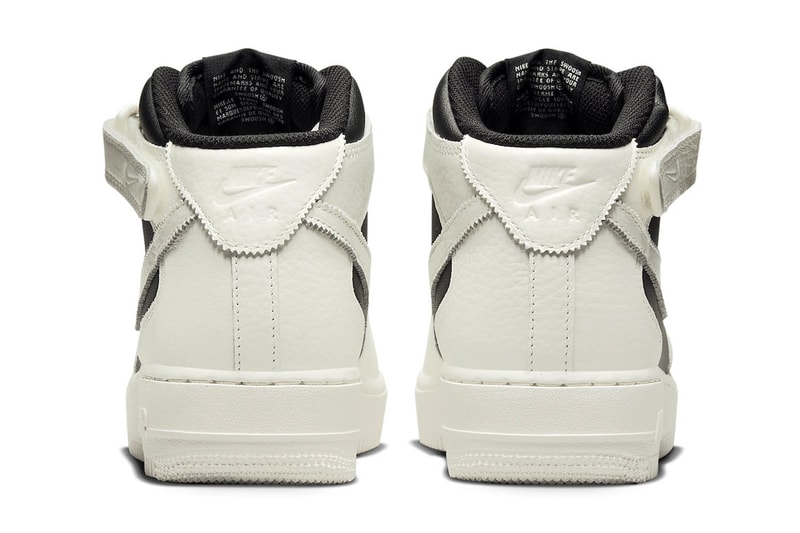 nike air force 1 mid reverse panda black white leather serrated edges collar strap release info date price 