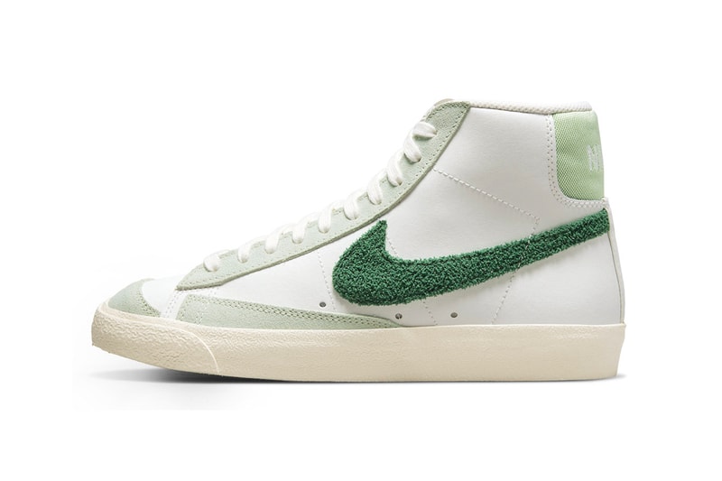 Nike Features Chenille-Textured Swooshes to Its Blazer Mid DX8959-100 sneakers skater shoes popular silhouette fuzzy 