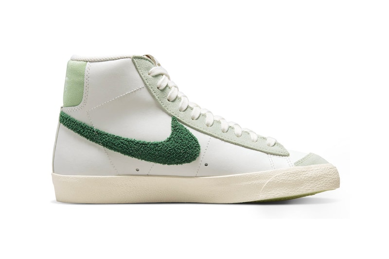 Nike Features Chenille-Textured Swooshes to Its Blazer Mid DX8959-100 sneakers skater shoes popular silhouette fuzzy 