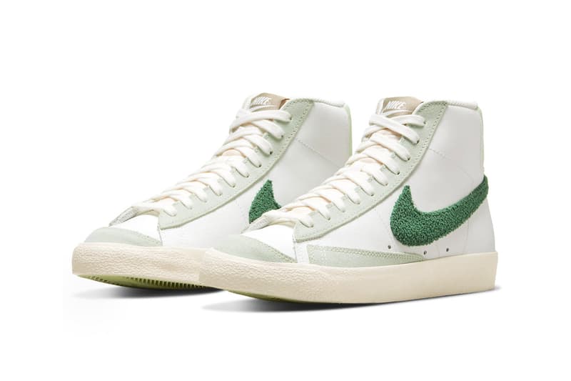 Nike Features Chenille-Textured Swooshes to Its Blazer Mid DX8959-100 sneakers skater shoes popular silhouette fuzzy 